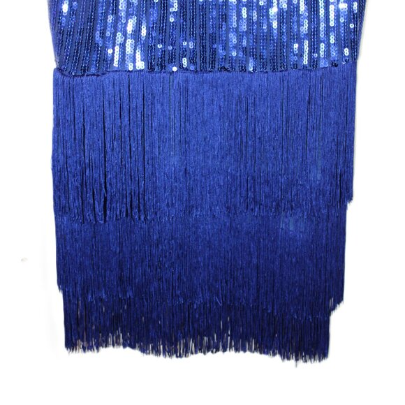 Coloiura Elegant Sequin Tassel Bodycon Midi Dress Blue Size Med - Picture 8 of 15